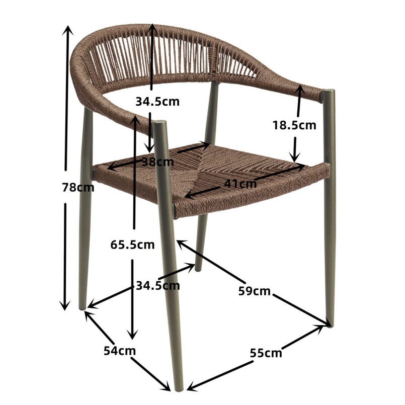 Chaise de jardin avec accoudoirs marron - Palma - Kare Design