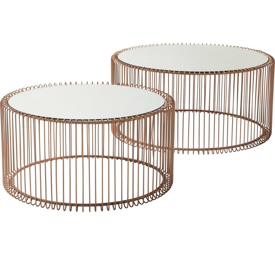 Contemporary Copper Coffee Table Wire, Round Wire End Table