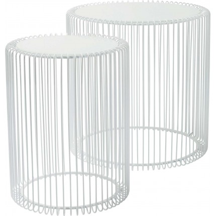 Tables d'appoint Wire blanches set de 2 Kare Design