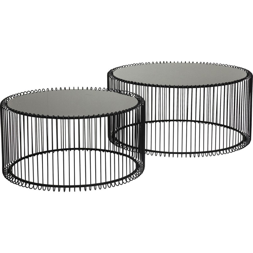 Table basse ronde Wire noir 2/set Kare Design