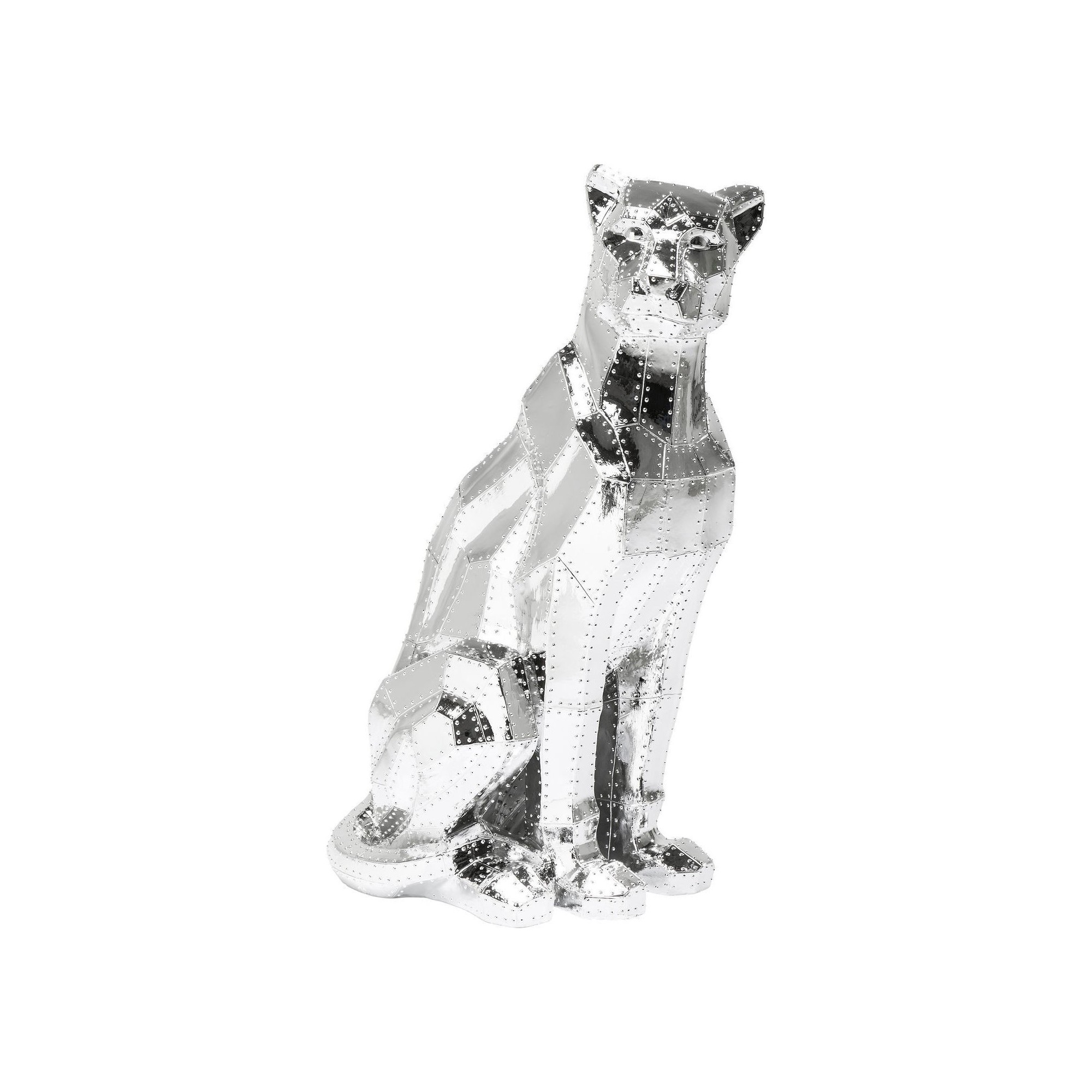 Deco Figurine Sitting Cat Rivet Chrome Kare Design