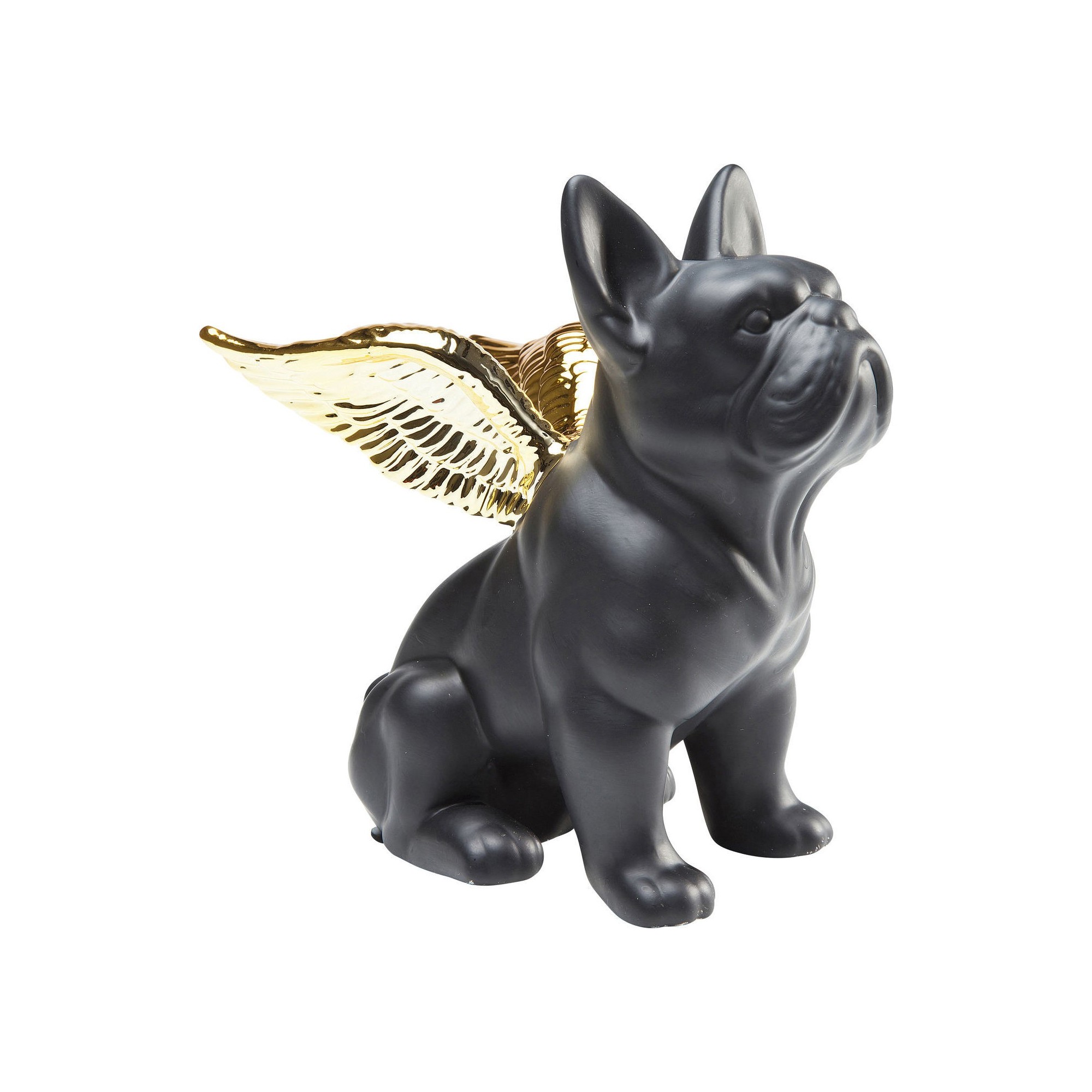 Deco Figurine Sitting Angel Dog Gold-Black Kare Design