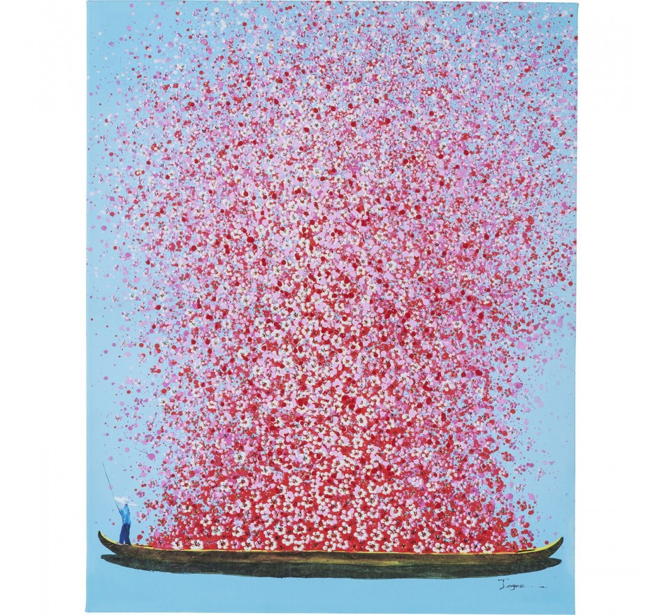Schilderij Flower Boat 80x100cm blauw en roze Kare Design