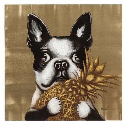 Schilderij Dog with Pineapple 80x80cm Kare Design