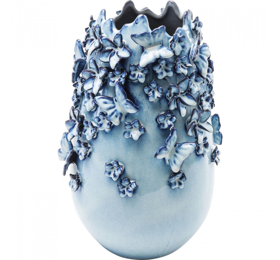 Vaas Vlinders lichtblauw 35cm Kare Design