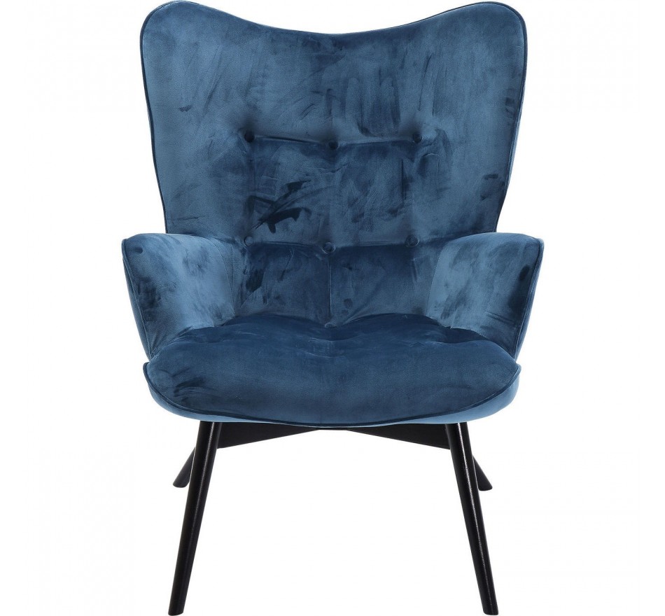 Kritisch Bedachtzaam tegenkomen Retro fauteuil in blauw fluweel - Vicky - Kare Design