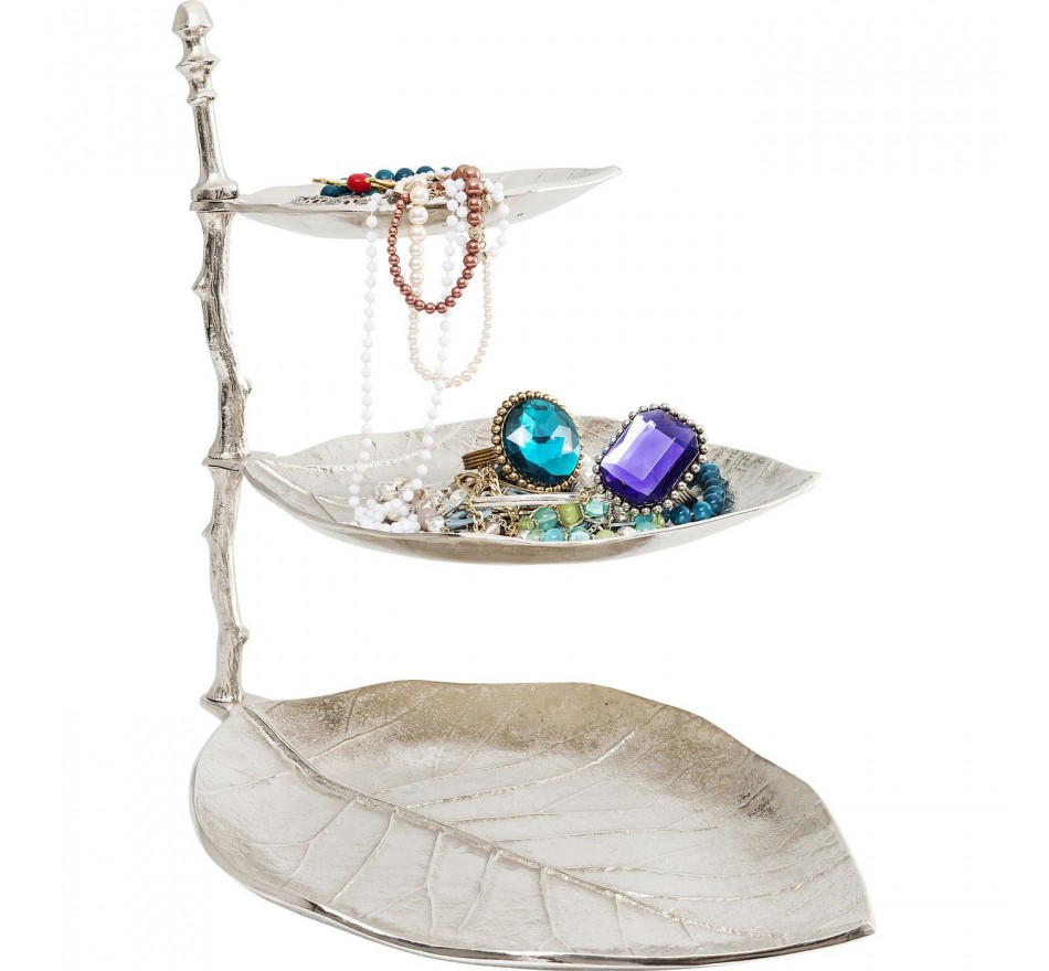 Deco jewelry holder leaf silver Kare Design