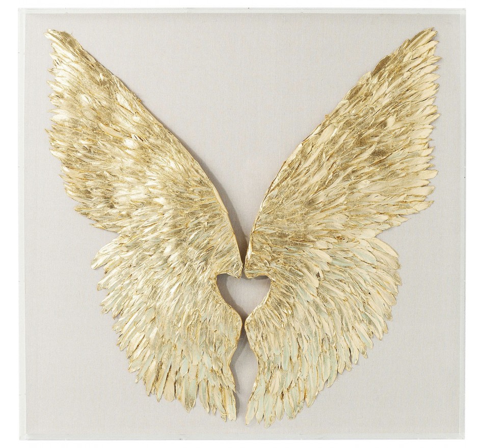 Wall Decoration Wings 120x120cm gold and white Kare Design