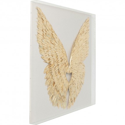 Wall Decoration Wings Gold White 120x120cm Kare Design