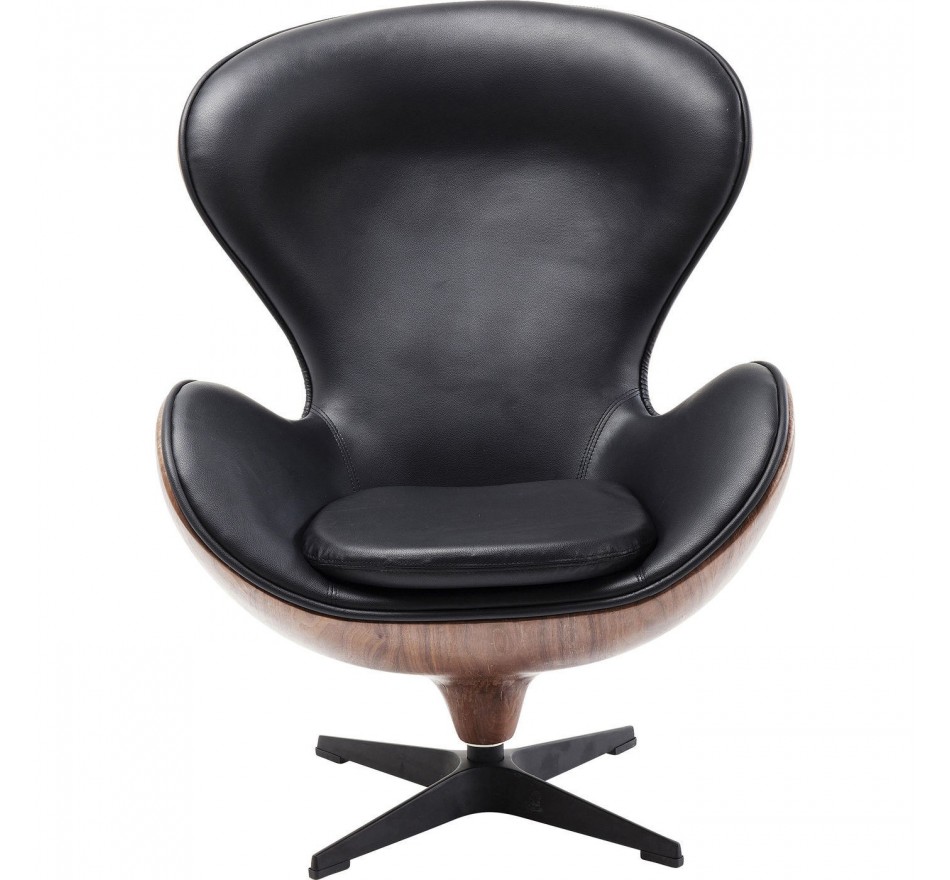 Swivel Chair In Black Leather Lounge, Black Leather Swivel Glider