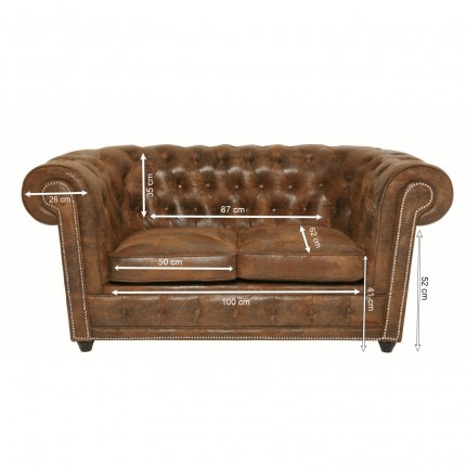 Sofa 2-zitsbank Oxford Vintage Rivet Kare Design