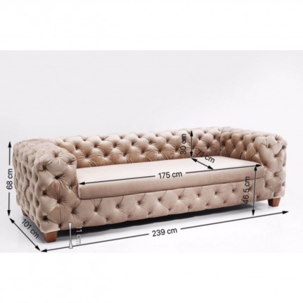 Sofa Desire Velvet Ecru 3-Zits Kare Design