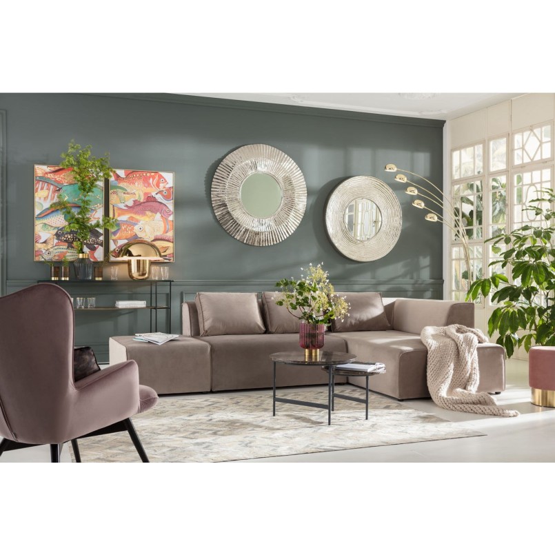 Canapé Infinity Rich velours droite taupe Kare Design