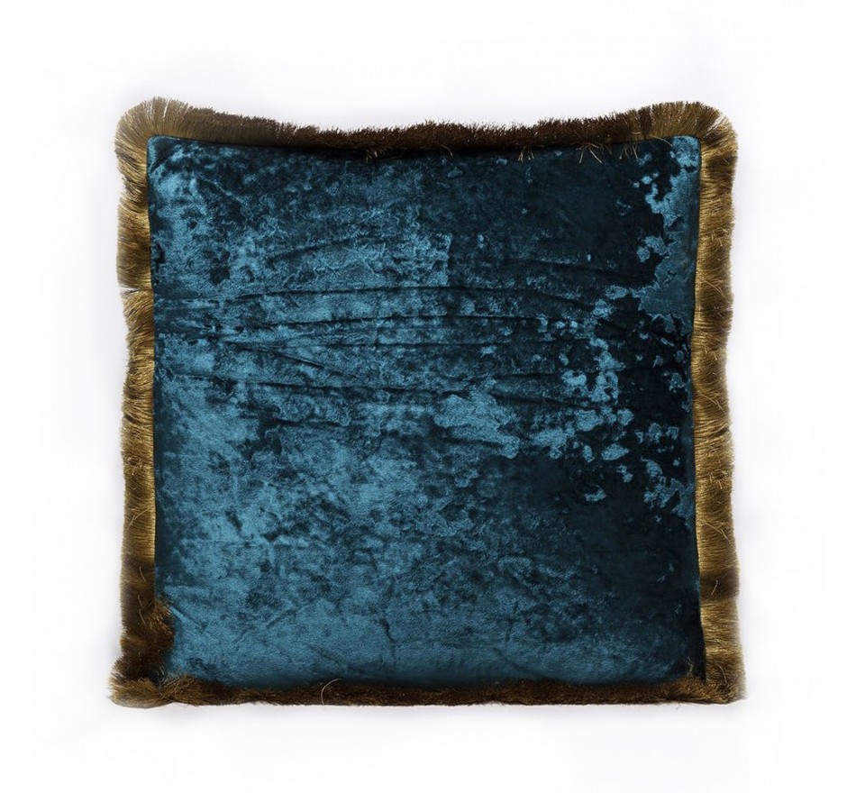 Coussin à franges Cannes 45x45cm bleu pétrole Kare Design