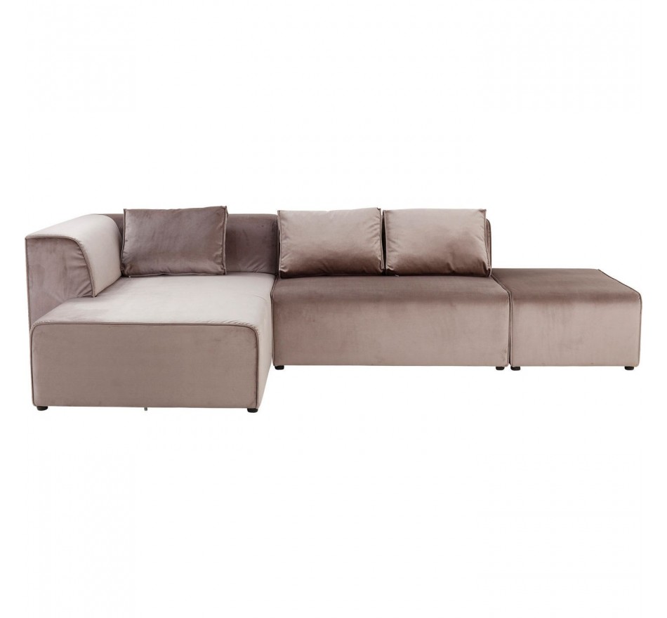 Hoekbank Infinity links fluweel bruin Kare Design