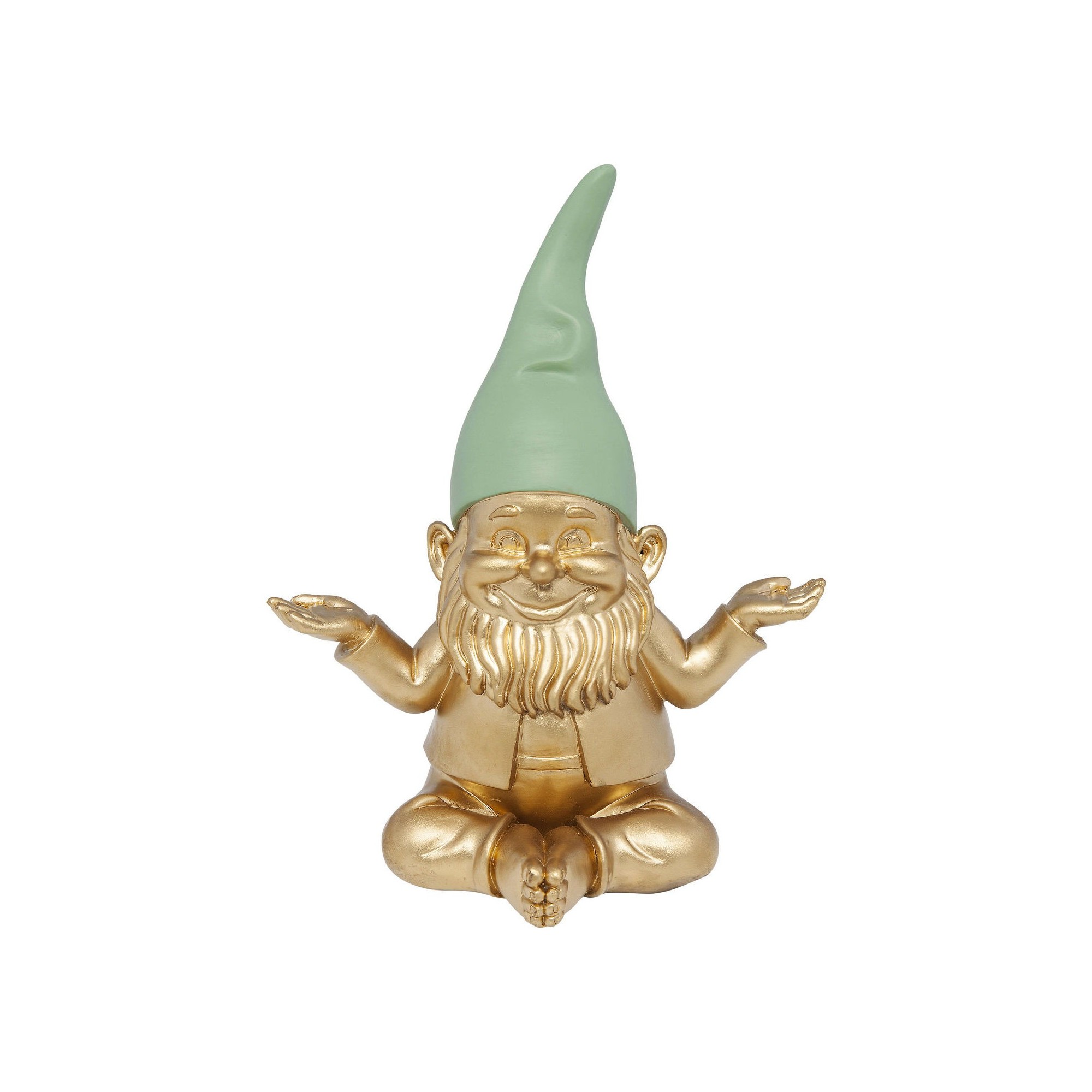 Deco Figurine Zwerg Meditation Gold Green 19cm Kare Design