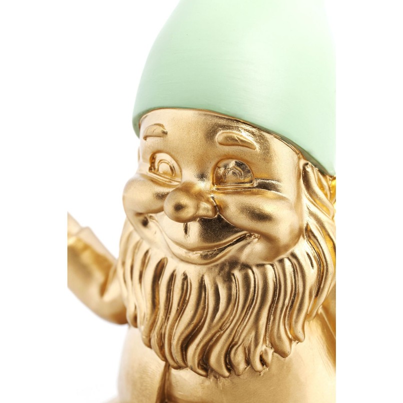 Deco Figurine Zwerg Meditation Gold Green 19cm Kare Design