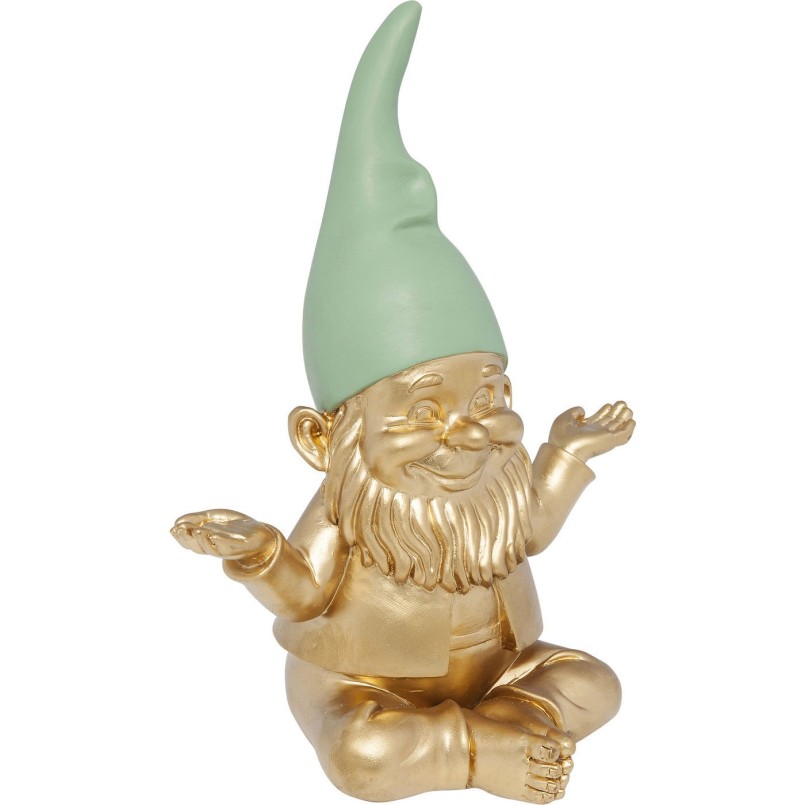 Deco Figurine Zwerg Meditation Gold Green 19cm Kare Design