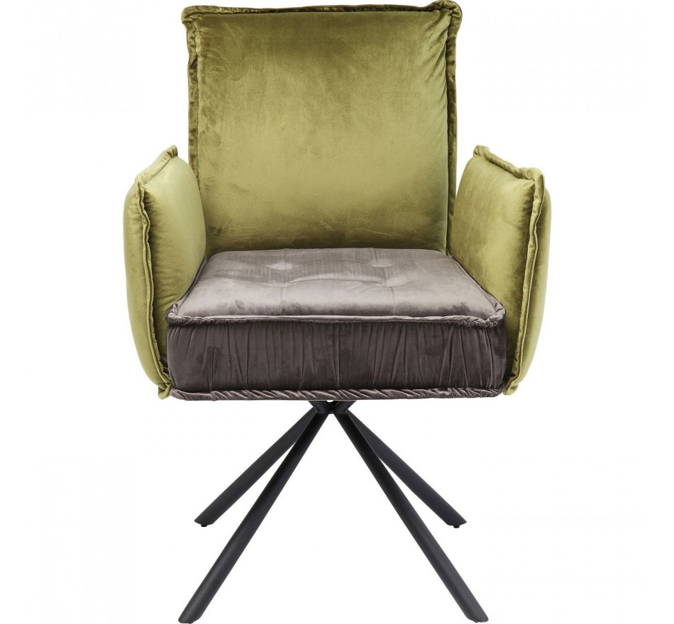 Stoel met armleuningen Chelsea groen en grijs Kare Design
