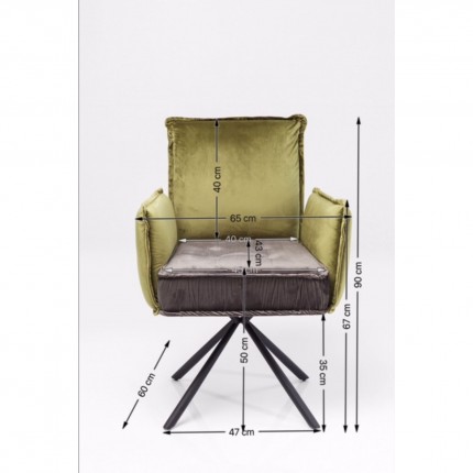 Chair with armrests Chelsea green and grey Kare Design