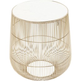 Table d'appoint Beam dorée marbre blanc 32cm Kare Design
