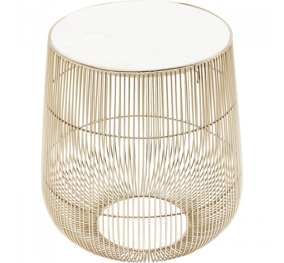 Bijzettafel Beam Wit Marmer Messing Ø32cm Kare Design