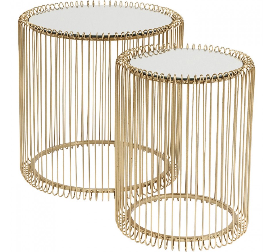 Bijzettafel Wire Messing (2/Set) Ø44cm Kare Design Bijzettafel Wire Messing (2/Set) Ø44cm Kare Design
