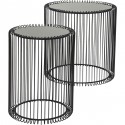 Tables d\'appoint rondes Wire noires set de 2 Kare Design
