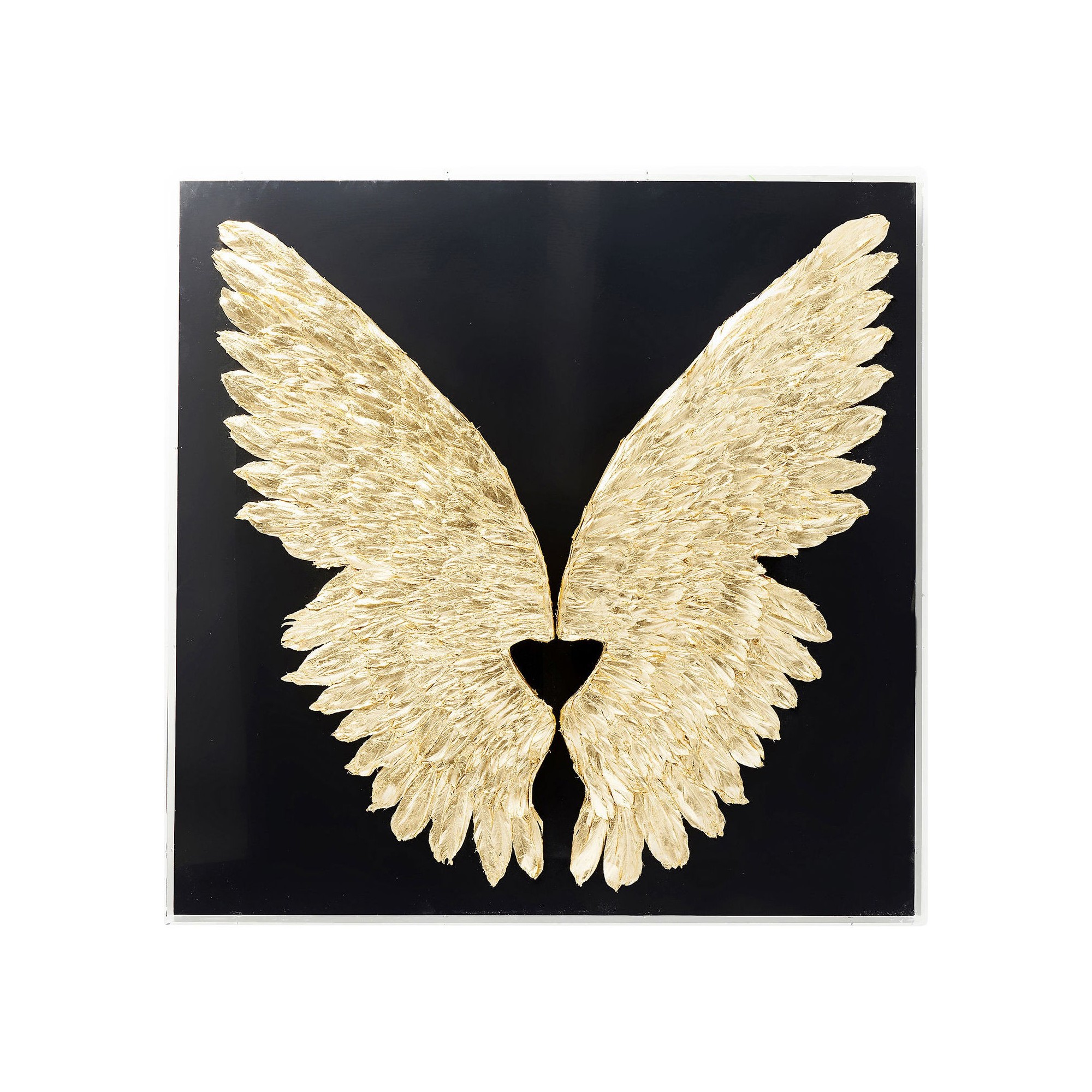 Tableau 3D ailes noires et dorées 120x120cm Kare Design