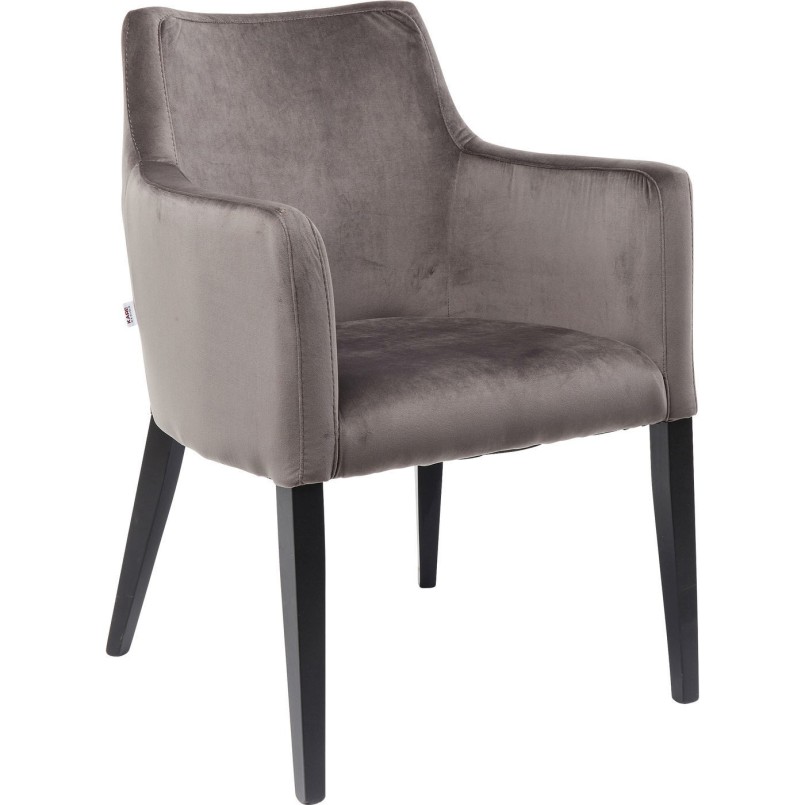 Chaise avec accoudoirs Mode velours grise Kare Design