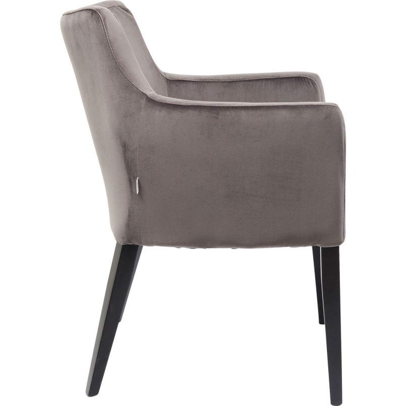 Chaise avec accoudoirs Mode velours grise Kare Design