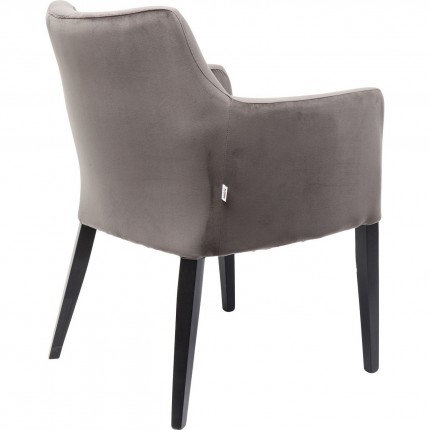 Chair with armrests Black Mode Velvet Grey Kare Design