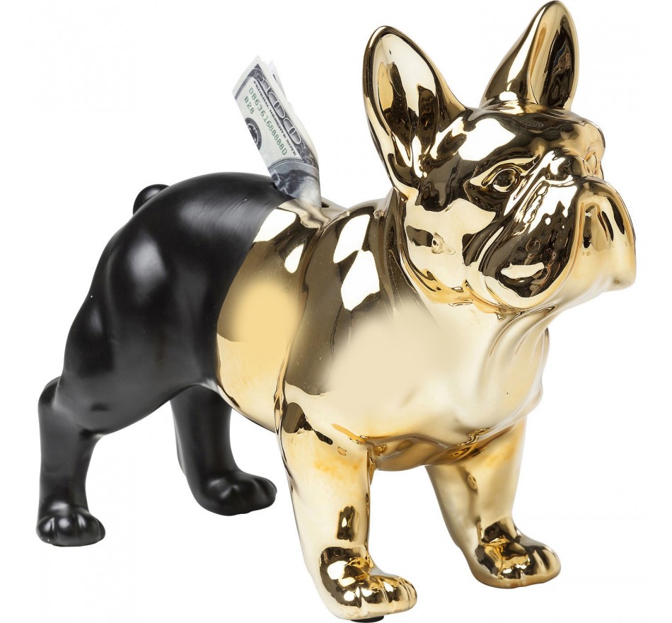 Money Box bulldog gold and black Kare Design