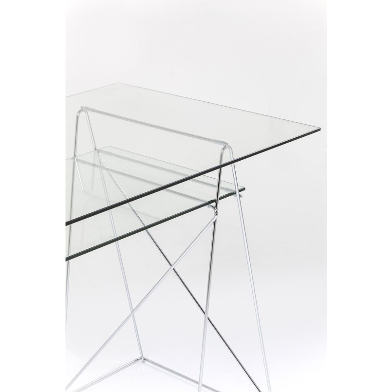 Bureau en verre Polar 135x65cm chromé Kare Design