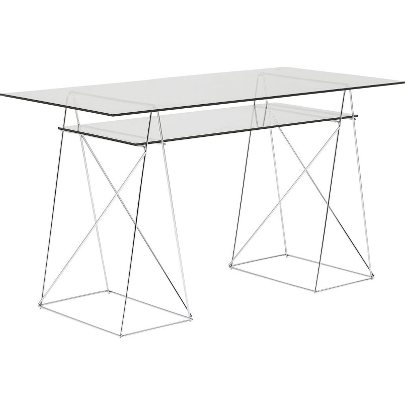 Bureau en verre Polar 135x65cm chromé Kare Design