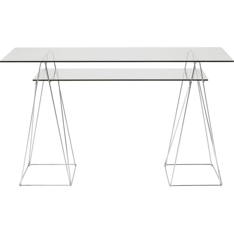 Bureau en verre Polar 135x65cm chromé Kare Design