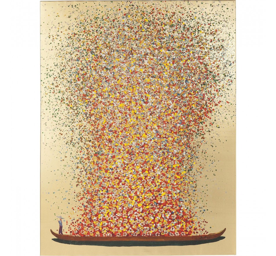 Picture Touched Flower Boat 100x80cm gold Kare Design