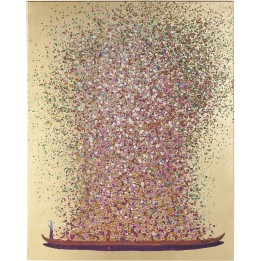 Tableau Touched fleurs pirogue doré et rose 120x160cm Kare Design