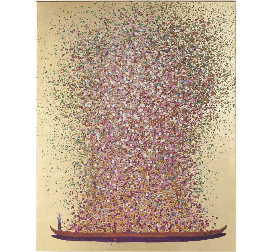 Schilderij Flower Boat 120x160cm goud en roze Kare Design