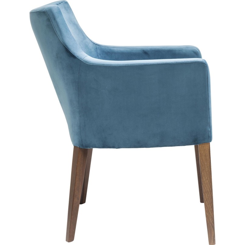 Chaise avec accoudoirs Mode Velvet pétrole Kare Design