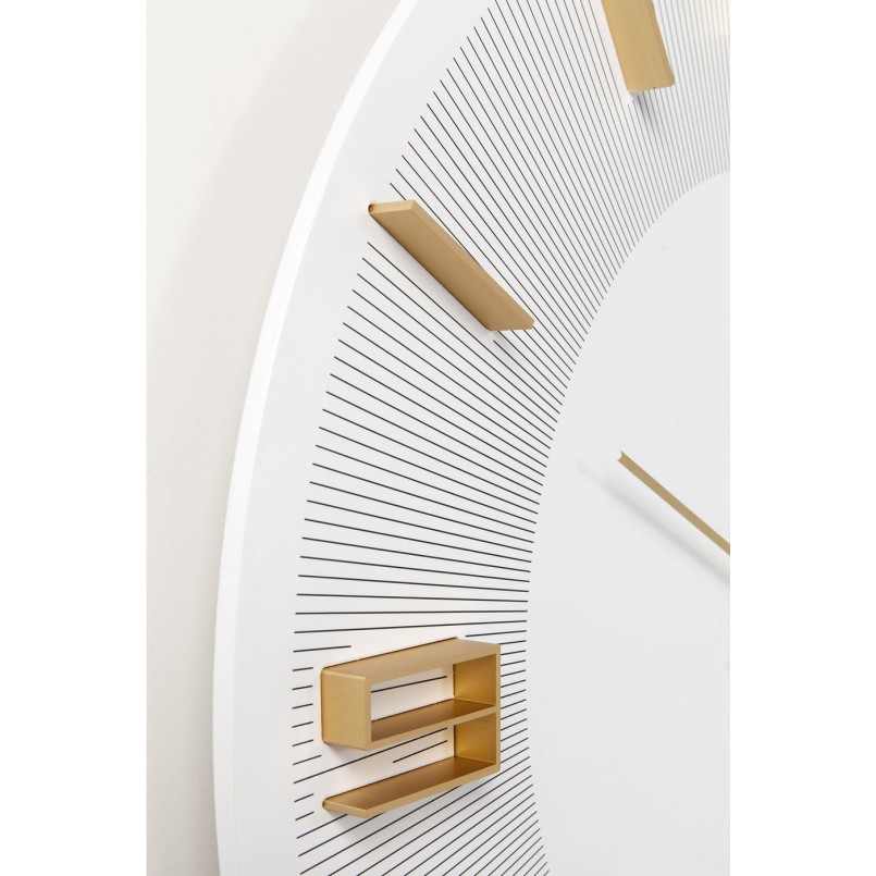 Horloge murale Leonardo blanche et dorée Kare Design