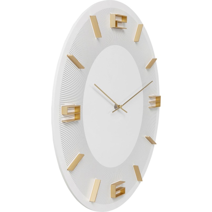 Horloge murale Leonardo blanche et dorée Kare Design