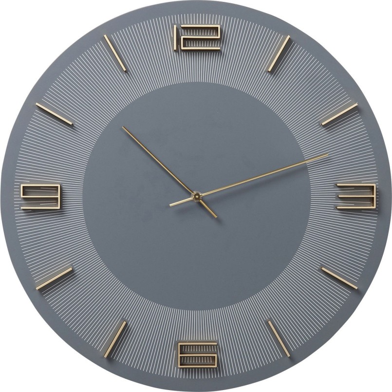 Horloge murale Leonardo grise et dorée Kare Design