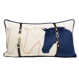 Coussin beige têtes de chevaux 28x50cm Kare Design