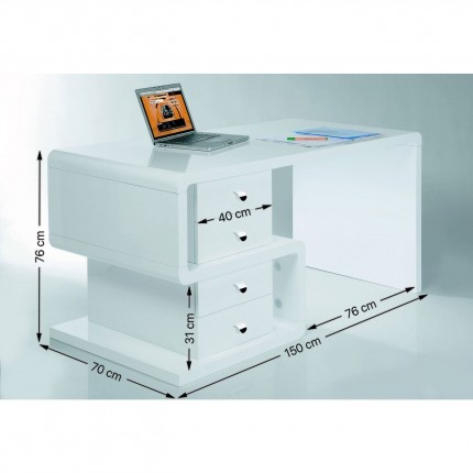 Desk Snake White 150x70cm Kare Design