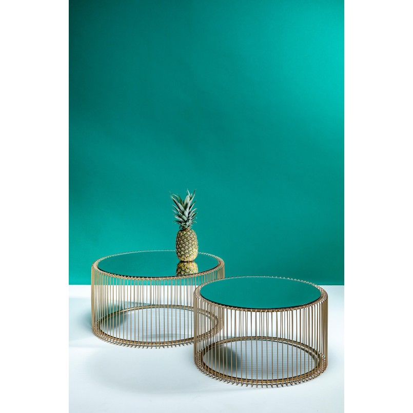 Tables basses rondes Wire laiton set de 2 Kare Design