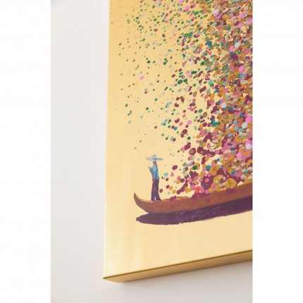 Picture Touched Flower Boat Gold Pink 100x80cm Kare Design