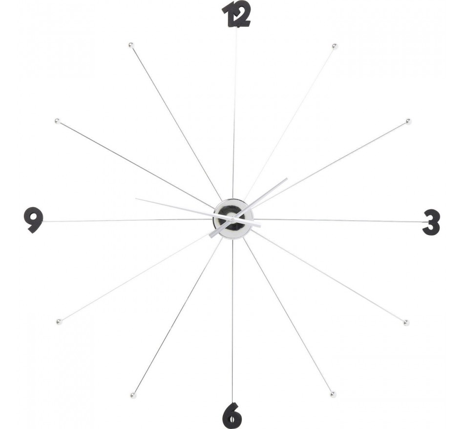 Horloge murale Umbrella chrome et noire Kare Design