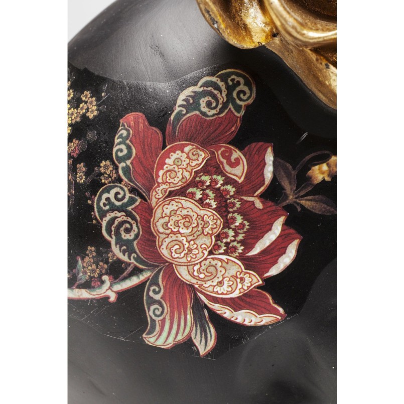 Déco crâne noir fleurs 22cm Kare Design