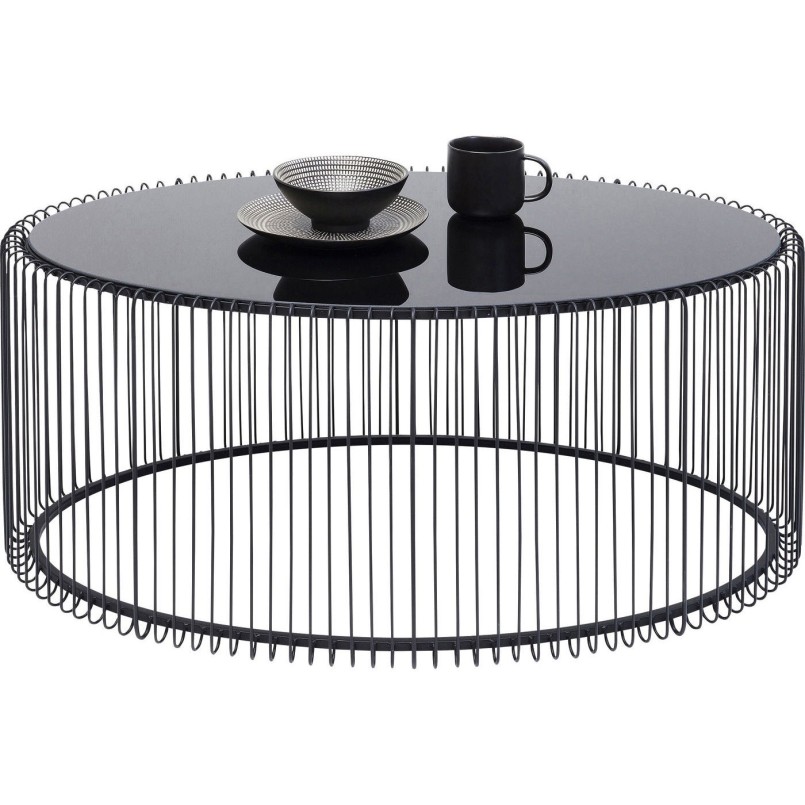 Table basse ovale Wire noire 60x90cm Kare Design